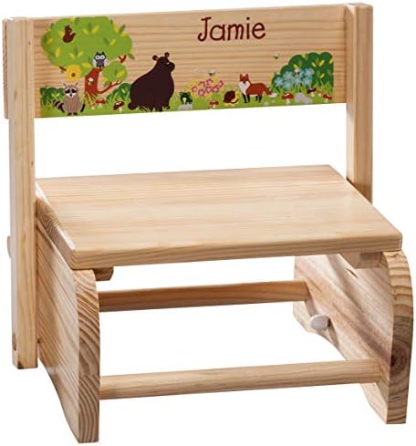 Custom 2-in-1 Children's Step Stool and Chair, Woodland Animals