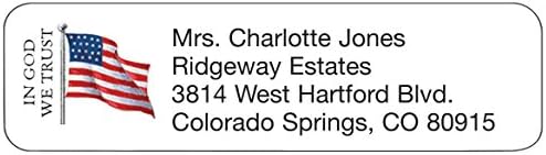 Custom Design Address Labels-in God We Trust-Includes a Set of 200 Self-Stick Sheeted Labels Sized at 2 ¼ in. Long x 5/8 in. Wide