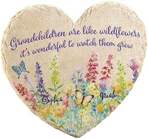 Custom Grandchildren Wildflowers Garden Stone, Personalized 2 Names