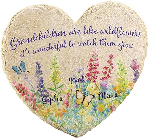 Custom Grandchildren Wildflowers Garden Stone, Personalized 3 Names