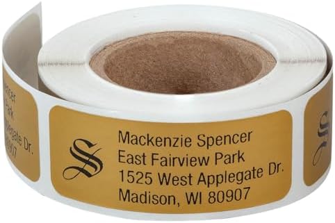 Custom Old English Initial Roll Labels, Gold