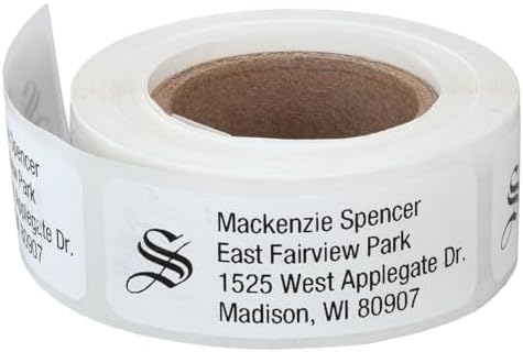Custom Old English Initial Roll Labels, White
