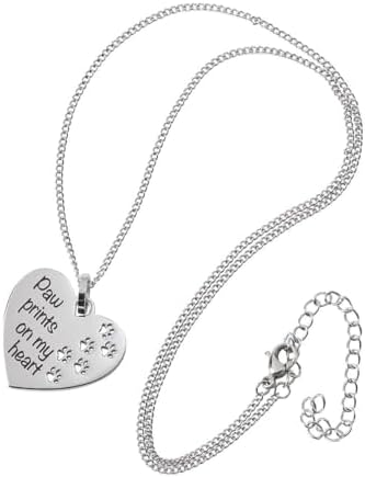Custom Paw Prints On My Heart Necklace, Sleek Stainless Steel Heart Pendant