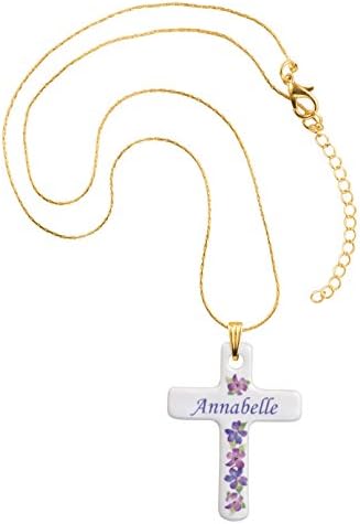 Custom Porcelain Cross Pendant, Purple