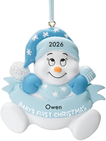 Custom Snowbaby's First Christmas Ornament, Blue