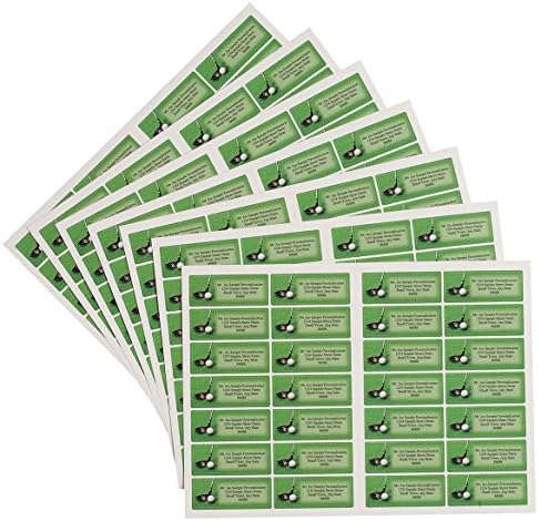 Custom Sports Design Address Labels-Golf Club with Golf Ball-Includes a Set of 200 Self-Stick Sheeted Labels Sized at 2 ½ in. Long by 1 in. Wide