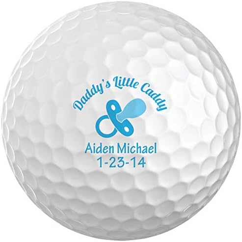 Custom White Golf Balls Set of 6 - Gifts for Birthdays, Stocking, Dad's Little Caddy Blue