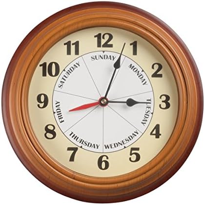 Day of the Week Clock with Time of Day Combination - Easy to Read Analog