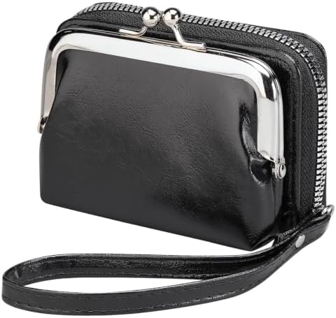 Detachable 2-In-1 Card and Coin Wallet Wristlet, Black