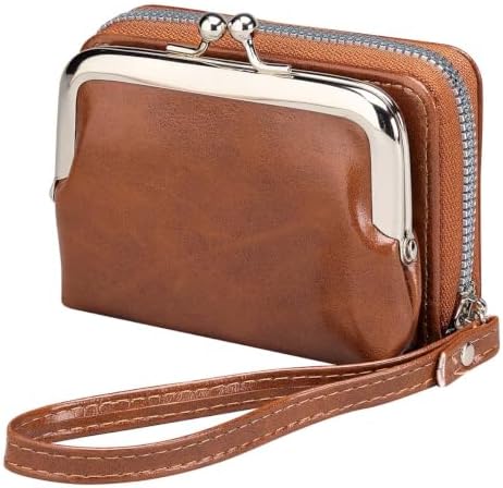 Detachable 2-In-1 Card and Coin Wallet Wristlet, Brown