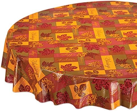 Falling Leaves Blessings Vinyl Table Cover, Drop Style with Soft Backing