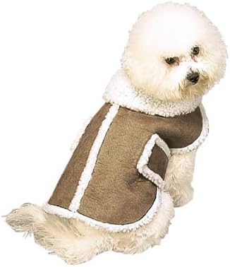 Faux Shearling Pet Coat, Tan, Size Medium (Fits Dog Size 14" 16" Long)
