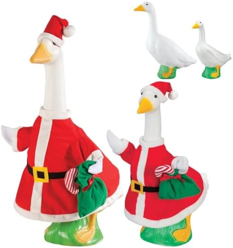 Goose Santa Bundle, Includes One Large 23" White Goose, One