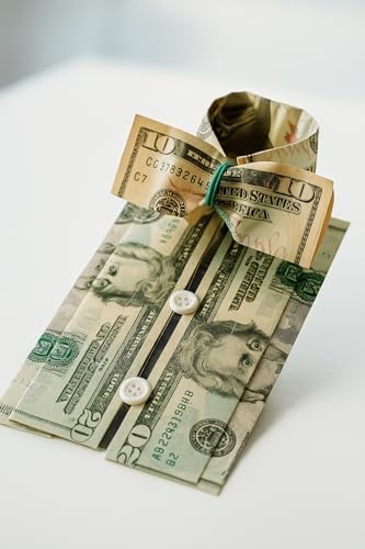 Green Money Origami Shirt Folding Tool - Reusable Plastic Template for Folding Cash Gifts into a Shirt with Tie - Fun & Unique Gag Gift Under $10 for Birthdays, Holidays, Christmas, and Graduations