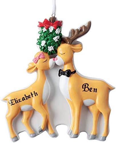 Holiday Peak Custom Kissing Reindeer Couple Ornament