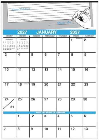 Large 1 Year Vertical Giant Write On Calendar Ideal for Dorm Room