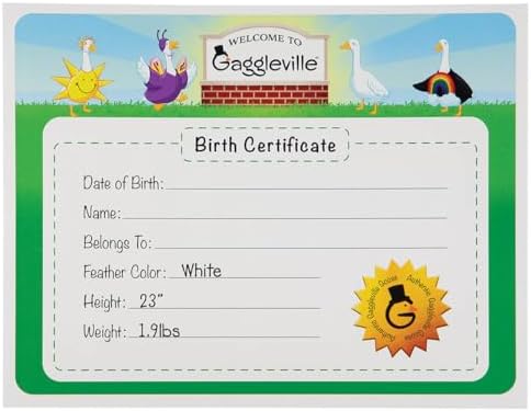 Large Goose Birth Certificate