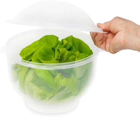Lettuce Keeper - BPA-Free Lettuce Keeper for Refrigerator to Keep Salads and Vegetables Fresh - 7" x 8" Lettuce Crisper with Drainage Reservoir - Clear See-Through Vegetable and Fruit Crisper
