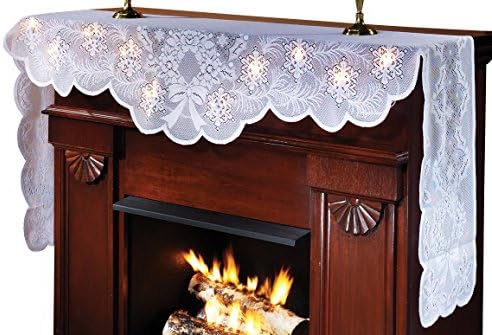 Lighted Mantel Scarf White One Size Fits All