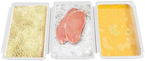 Linking Breading Trays, Baking Tray and Bread-Dipping Set for Chicken Cutlets and More, Set of 3, 10 ½ " L x 6 ¾ " W x 1 ½" H, White