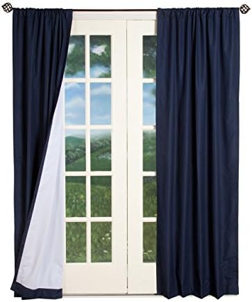 Microfiber Energy Saving Blackout Curtains, 80" x 84", Navy Blue