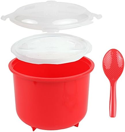 Microwave Rice Cooker - Rice Steamer Cooker with Steam Release Vents and Easy Locking Clips - 10 Cups BPA-Free, Dishwasher Safe, Easy-To-Use, Low Mess Microwave Rice Cooker Vegetable Steamer