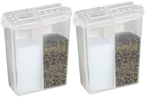 Mini Salt and Pepper Shakers - Dishwasher Safe, Clear Plastic Set of 2 Travel Shakers with Lids