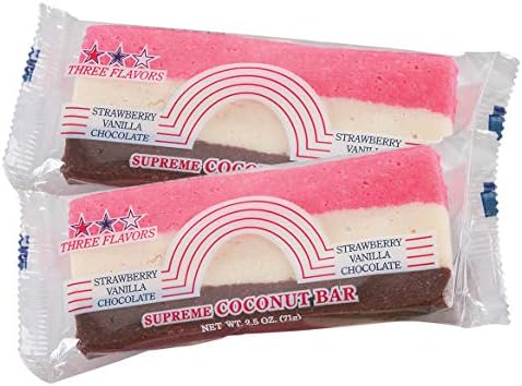 Neopolitan Coconut Rainbow Bar, Set of 2, Nostalgic