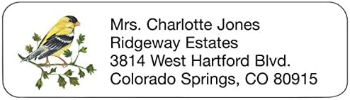 Personalized Bird Address Labels-Artful Goldfinch Design-Includes a Set of 200 Self-Stick Sheeted Labels Sized at 2 ¼ in. Long x 5/8 in. Wide