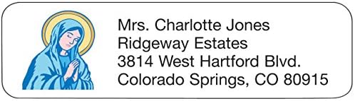 Personalized Faith Address Labels-Mary-Includes a Set of 200 Self-Stick Sheeted Labels Sized at 2 ¼ in. Long x 5/8 in. Wide
