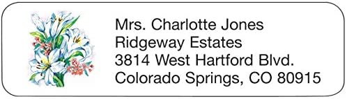 Personalized Floral Address Labels-Artful Lillies Design-Includes a Set of 200 Self-Stick Sheeted Labels Sized at 2 ¼ in. Long x 5/8 in. Wide