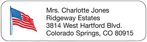 Personalized Patriotic Address Labels-American Flag Design-Includes a Set of 200 Self-Stick Sheeted Labels Sized at 2 ¼ in. Long x 5/8 in. Wide