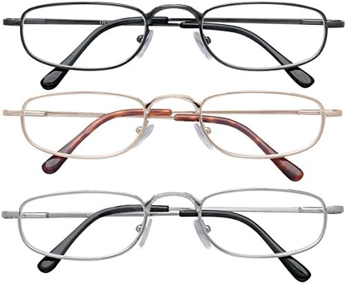 Spring Hinge Reading Glasses, 3 Pack, 1.50X, Gold/Chrome/Silver
