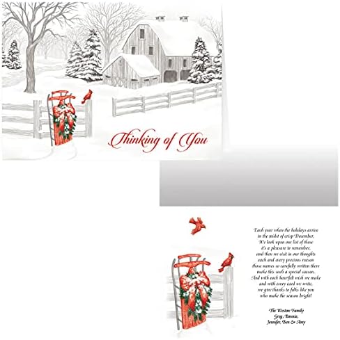 Thinking of You Christmas Card Set of 20, Card Only Personalization